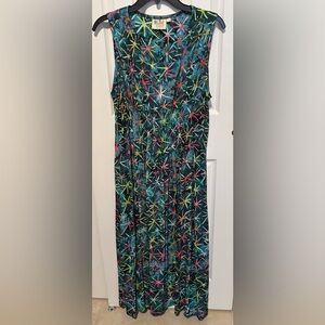 Go Fish Multicolor Starburst Pattern Women's Sleeveless Dress